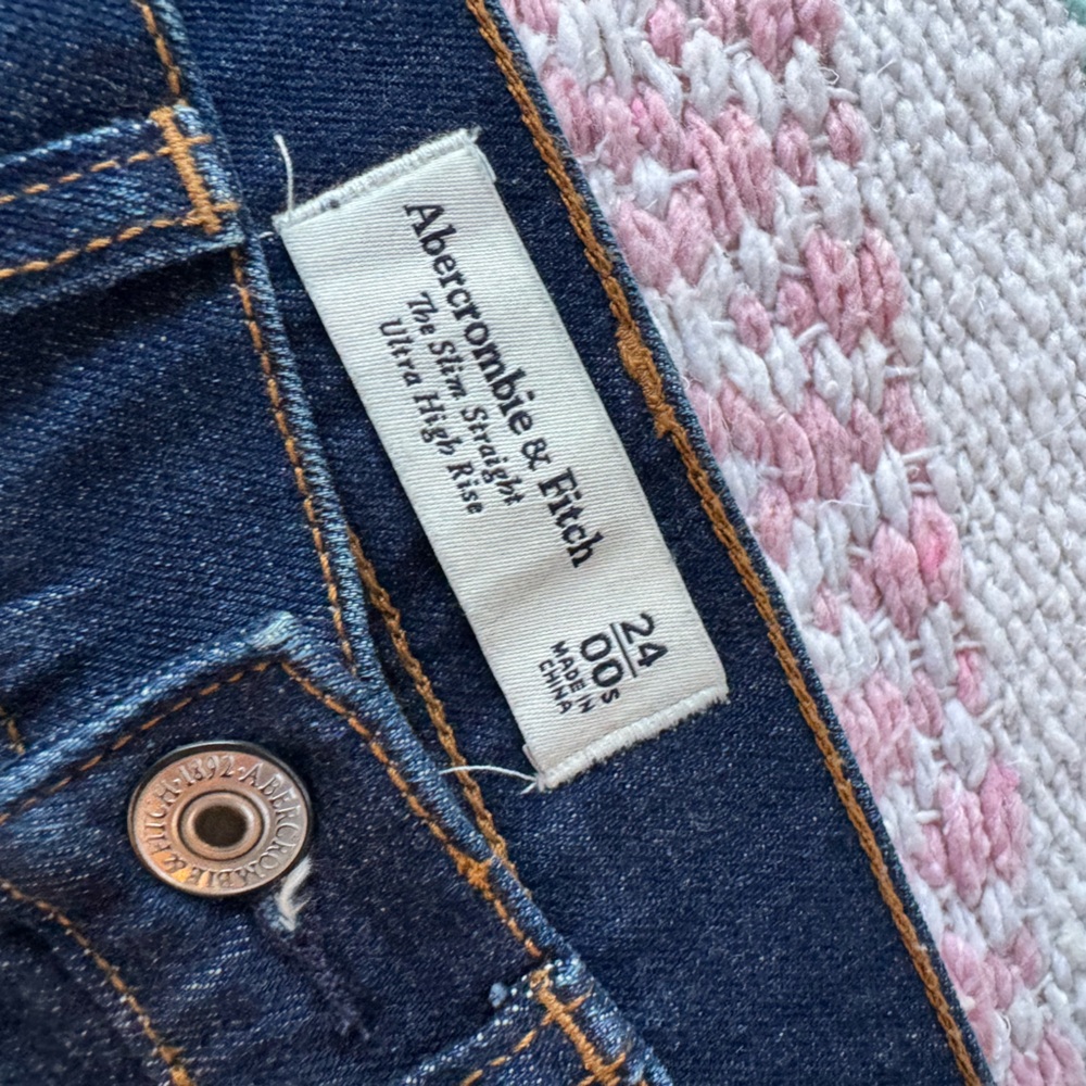 Abercrombie Dark Blue Denim Jeans the Slim Straight Ultra Hi Rise - Picture 3 of 11
